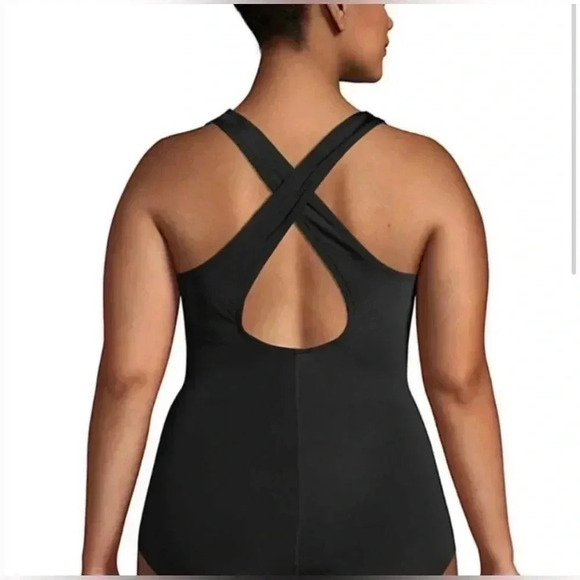 Lands’ End Black with Blue & Purple Stripe One Piece Size 24W/L - Picture 7 of 9